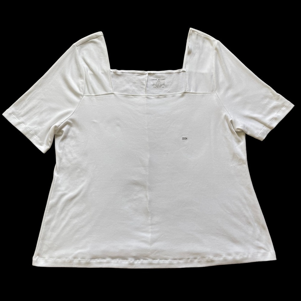 Lane Bryant Women’s Square Neckline White Top Plus Size 22/24 Neutral Classic